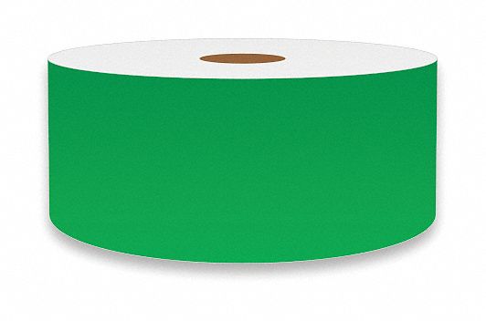 Continuous Label Stock: 2 in x 150 ft, Vinyl, Green (Gloss), Indoor/Outdoor