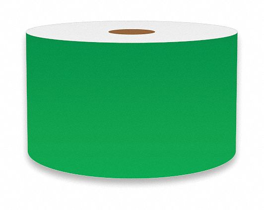 Continuous Label Stock: 3 in x 150 ft, Vinyl, Green (Gloss), Indoor/Outdoor