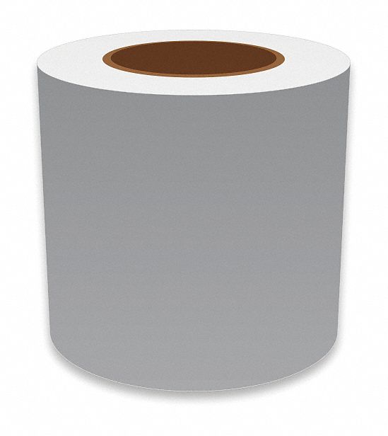 Continuous Label Stock: 5 in x 150 ft, Vinyl, Gray (Gloss), Indoor/Outdoor