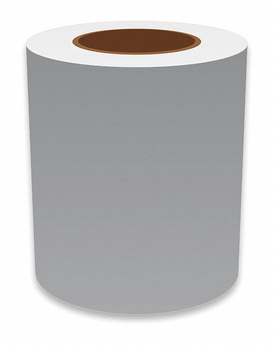 Continuous Label Stock: 6 in x 150 ft, Vinyl, Gray (Gloss), Indoor/Outdoor