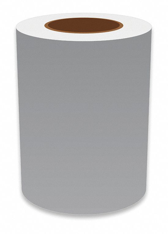 Continuous Label Stock: 7 in x 150 ft, Vinyl, Gray (Gloss), Indoor/Outdoor