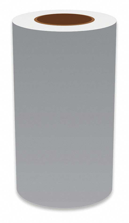 Continuous Label Stock: 9 in x 150 ft, Vinyl, Gray (Gloss), Indoor/Outdoor