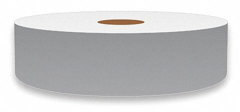 Continuous Label Stock: 1 in x 150 ft, Vinyl, Gray (Gloss), Indoor/Outdoor