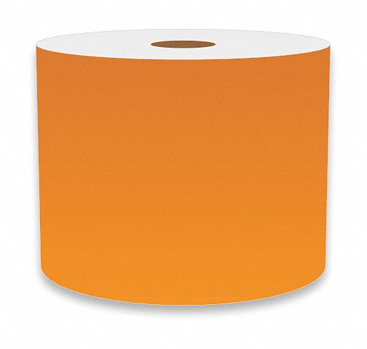 Continuous Label Stock: 4 in x 150 ft, Vinyl, Orange (Gloss), Indoor/Outdoor