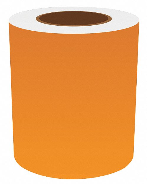 Continuous Label Stock: 6 in x 150 ft, Vinyl, Orange (Gloss), Indoor/Outdoor