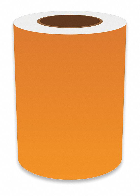 Continuous Label Stock: 7 in x 150 ft, Vinyl, Orange (Gloss), Indoor/Outdoor