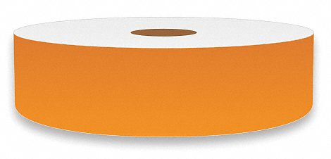 Continuous Label Stock: 1 in x 150 ft, Vinyl, Orange (Gloss), Indoor/Outdoor