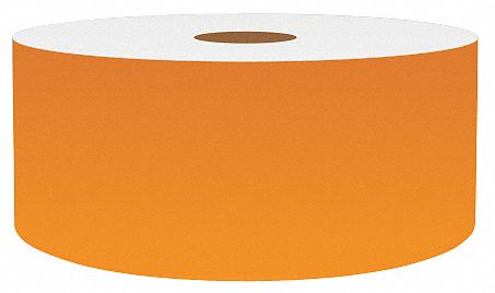 Continuous Label Stock: 2 in x 150 ft, Vinyl, Orange (Gloss), Indoor/Outdoor
