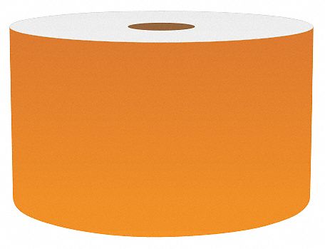 Continuous Label Stock: 3 in x 150 ft, Vinyl, Orange (Gloss), Indoor/Outdoor