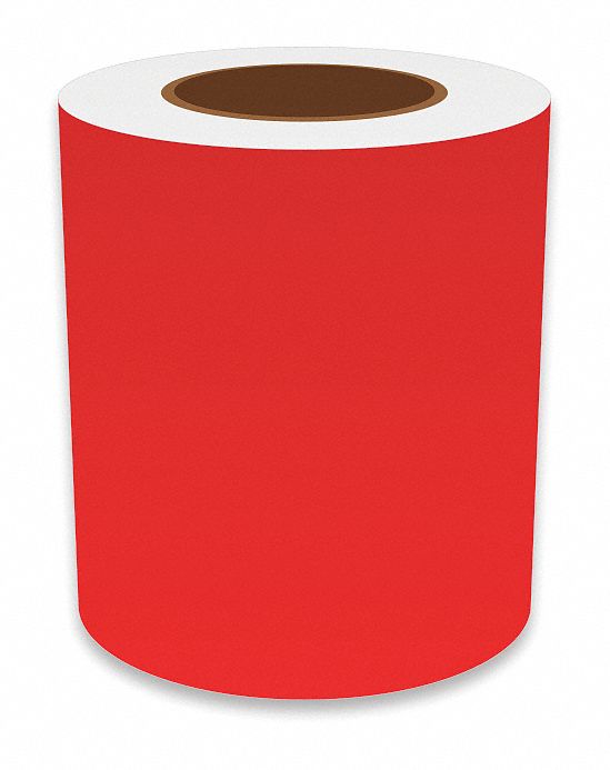 Continuous Label Stock: 6 in x 150 ft, Vinyl, Red (Gloss), Indoor/Outdoor