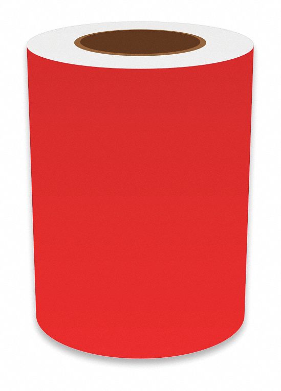 Continuous Label Stock: 7 in x 150 ft, Vinyl, Red (Gloss), Indoor/Outdoor
