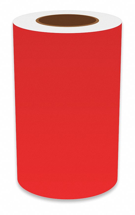 Continuous Label Stock: 8 in x 150 ft, Vinyl, Red (Gloss), Indoor/Outdoor