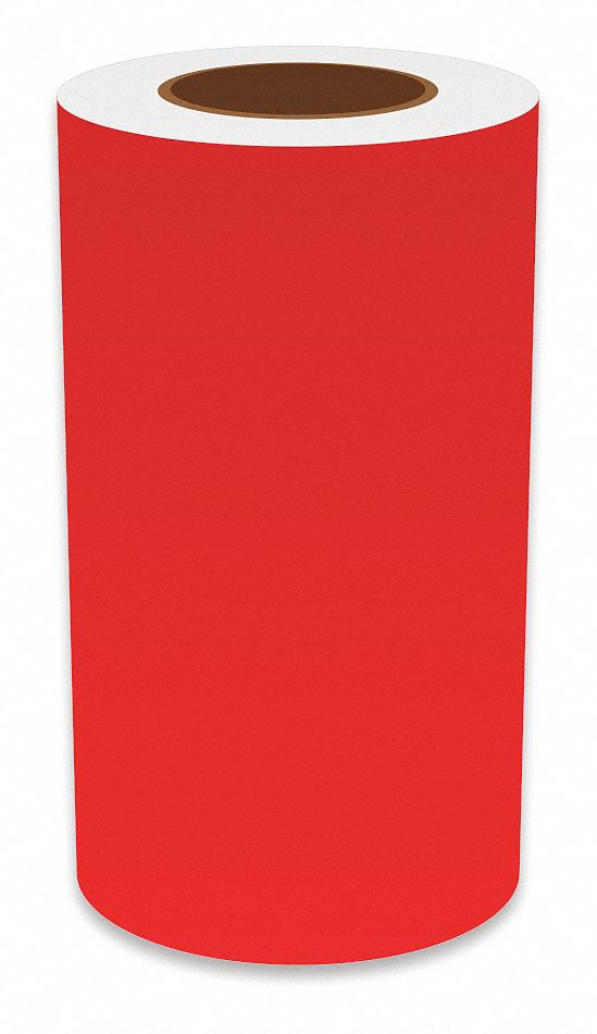 Continuous Label Stock: 9 in x 150 ft, Vinyl, Red (Gloss), Indoor/Outdoor