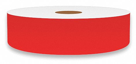Continuous Label Stock: 1 in x 150 ft, Vinyl, Red (Gloss), Indoor/Outdoor