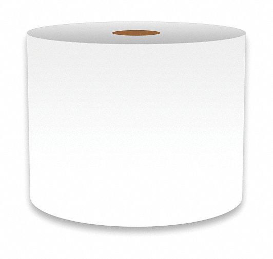 Continuous Label Stock: 4 in x 150 ft, Vinyl, White (Gloss), Indoor/Outdoor