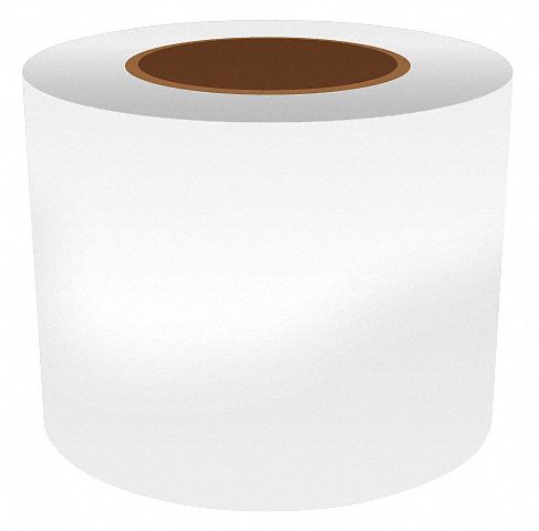 Continuous Label Stock: 4 in x 150 ft, Vinyl, White (Gloss), Indoor/Outdoor