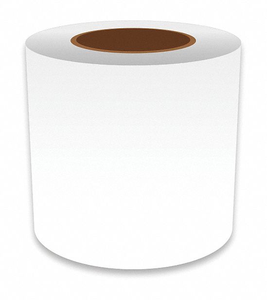 Continuous Label Stock: 5 in x 150 ft, Vinyl, White (Gloss), Indoor/Outdoor