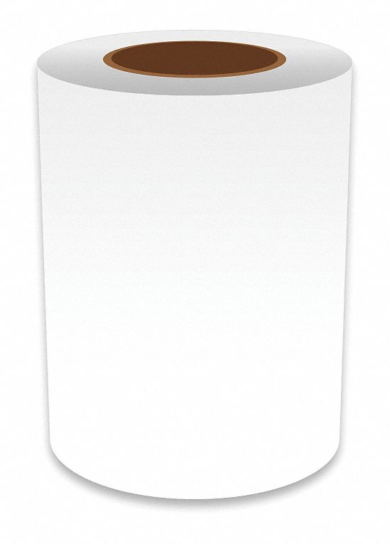 Continuous Label Stock: 7 in x 150 ft, Vinyl, White (Gloss), Indoor/Outdoor