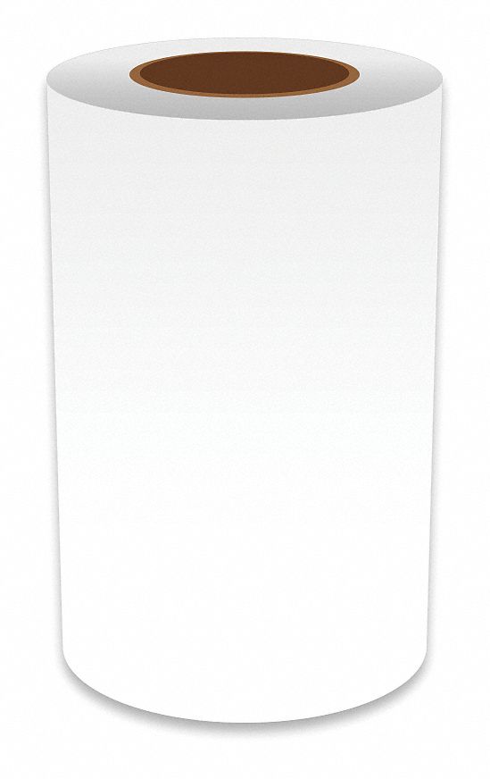 Continuous Label Stock: 8 in x 150 ft, Vinyl, White (Gloss), Indoor/Outdoor