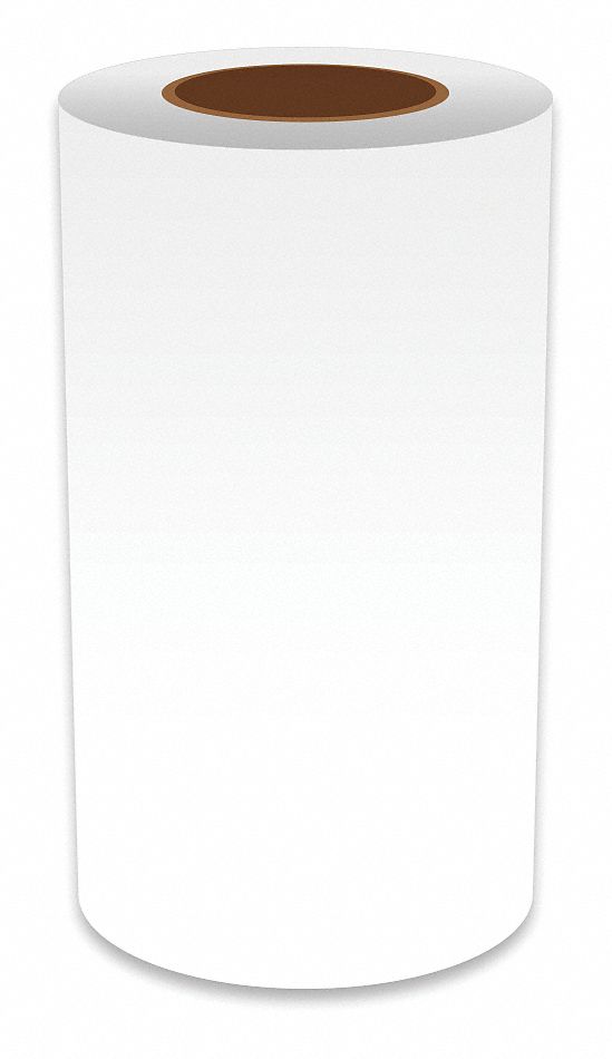 Continuous Label Stock: 9 in x 150 ft, Vinyl, White (Gloss), Indoor/Outdoor