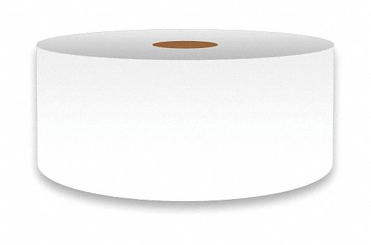 Continuous Label Stock: 2 in x 150 ft, Vinyl, White (Gloss), Indoor/Outdoor
