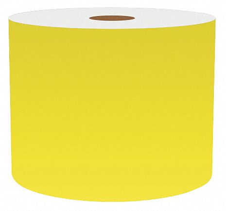 Continuous Label Stock: 4 in x 150 ft, Vinyl, Yellow (Gloss), Indoor/Outdoor