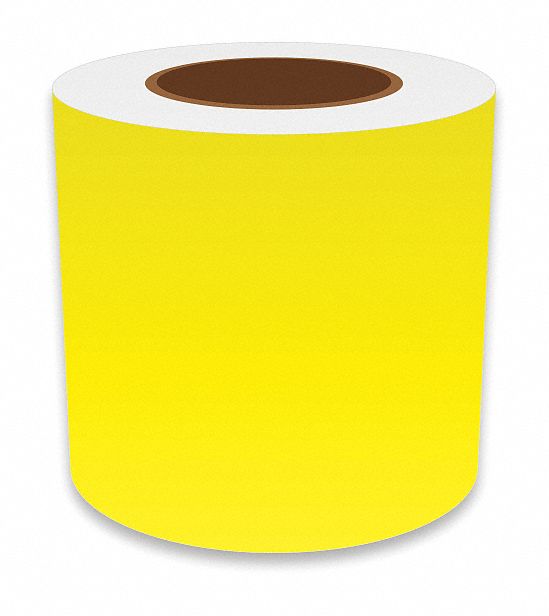 Continuous Label Stock: 5 in x 150 ft, Vinyl, Yellow (Gloss), Indoor/Outdoor