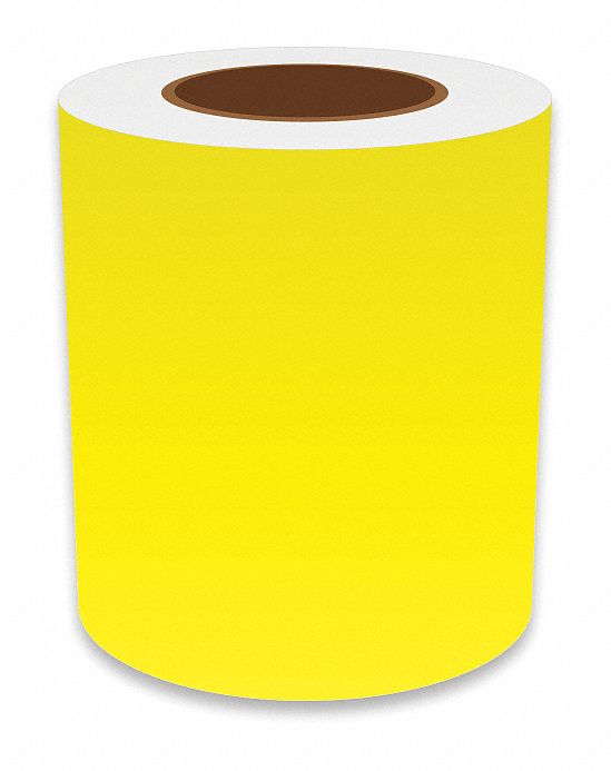 Continuous Label Stock: 6 in x 150 ft, Vinyl, Yellow (Gloss), Indoor/Outdoor