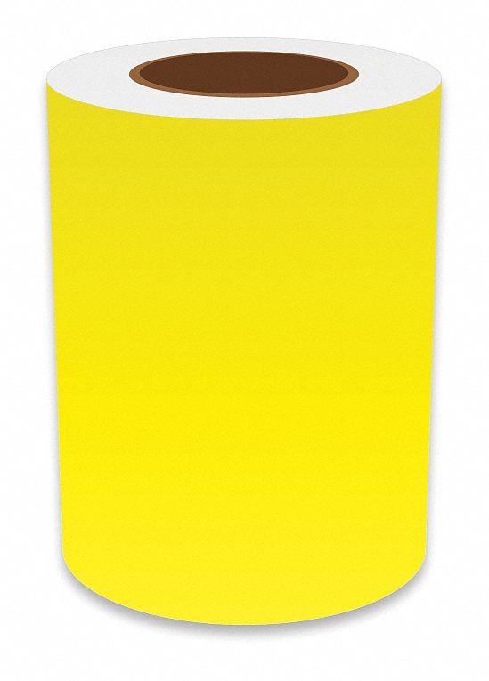 Continuous Label Stock: 7 in x 150 ft, Vinyl, Yellow (Gloss), Indoor/Outdoor