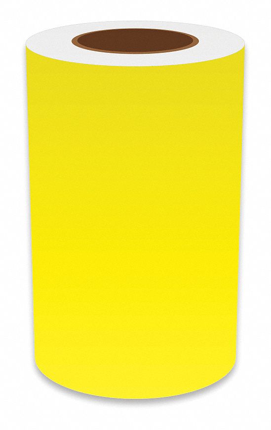 Continuous Label Stock: 8 in x 150 ft, Vinyl, Yellow (Gloss), Indoor/Outdoor