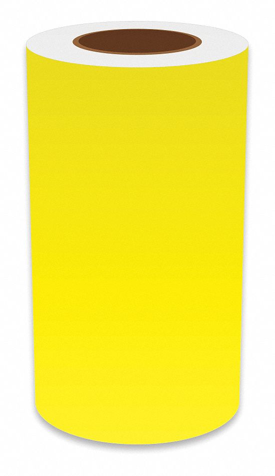 Continuous Label Stock: 9 in x 150 ft, Vinyl, Yellow (Gloss), Indoor/Outdoor