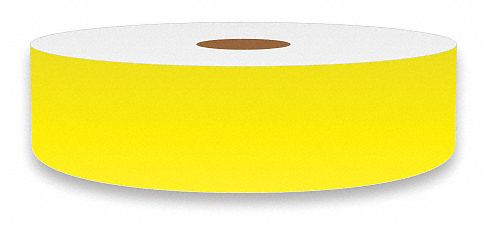 Continuous Label Stock: 1 in x 150 ft, Vinyl, Yellow (Gloss), Indoor/Outdoor