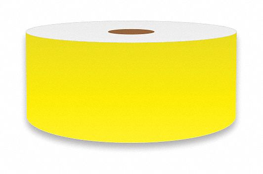 Continuous Label Stock: 2 in x 150 ft, Vinyl, Yellow (Gloss), Indoor/Outdoor