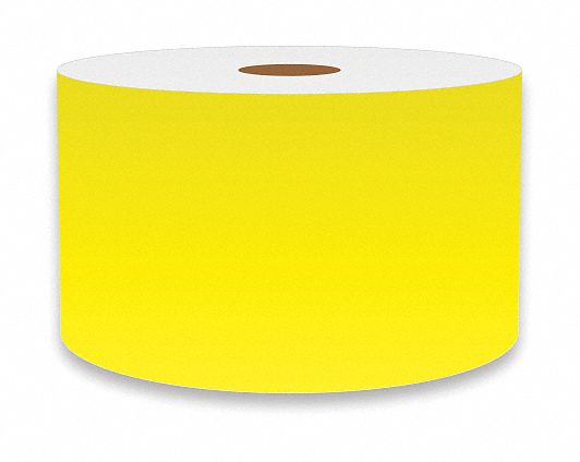 Continuous Label Stock: 3 in x 150 ft, Vinyl, Yellow (Gloss), Indoor/Outdoor