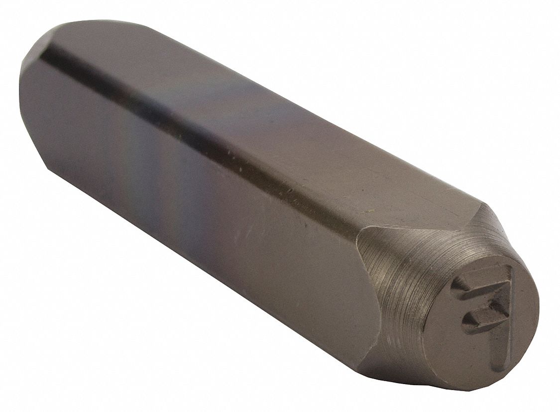 Hand Stamp Character: F, 3/8 in Character Ht, 3 1/8 in Shank Lg, Steel, Sharp-Face