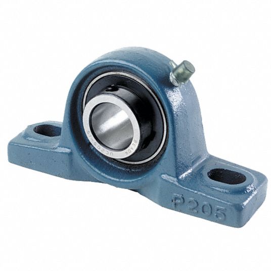 TRITAN Pillow Block Bearing: 25 mm Bore, Cast Iron, Set Screws, 36.5 mm  Shaft Ht, 140 mm Overall Lg