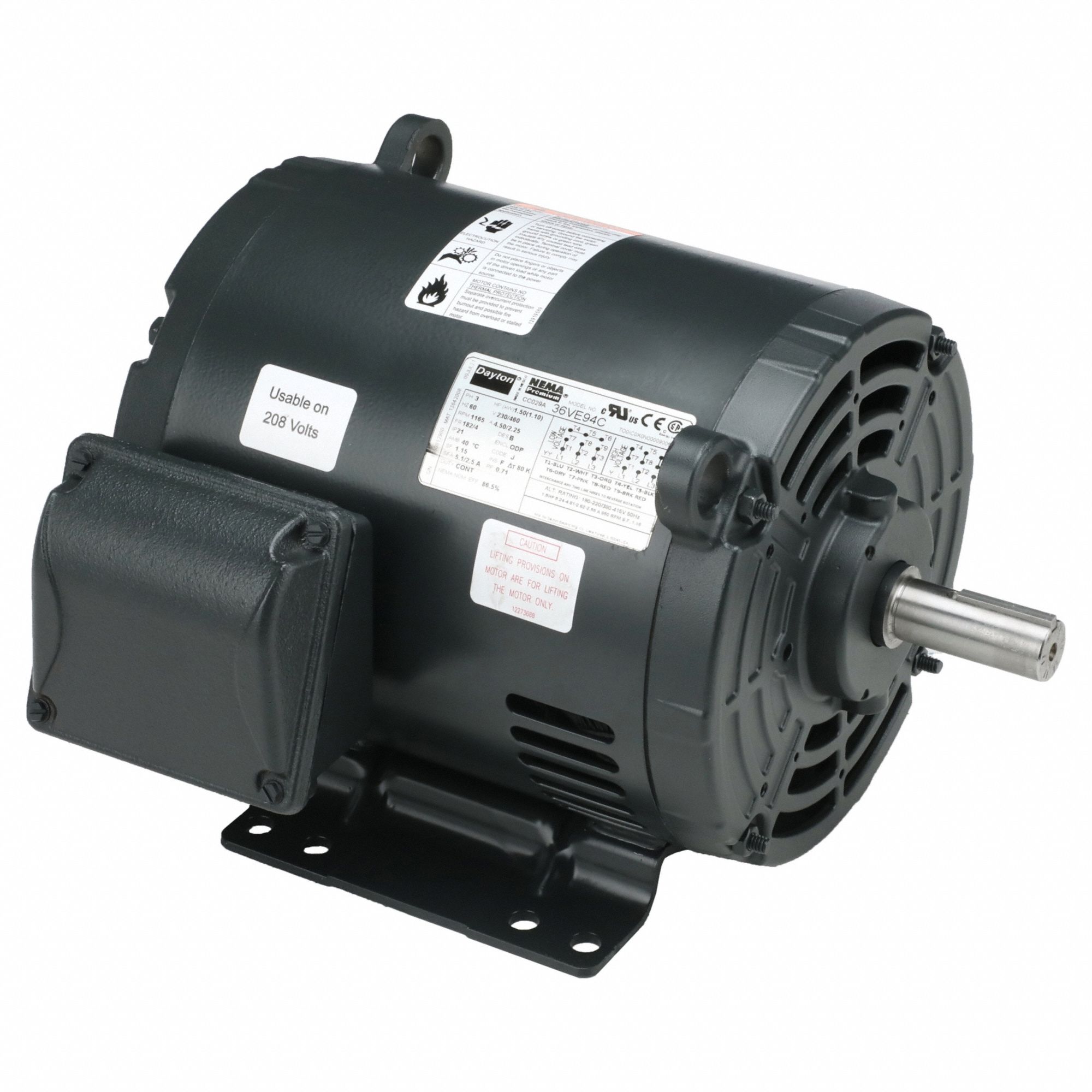 MOTEUR UG,1 1/2HP,1170TR/MIN,230/460V