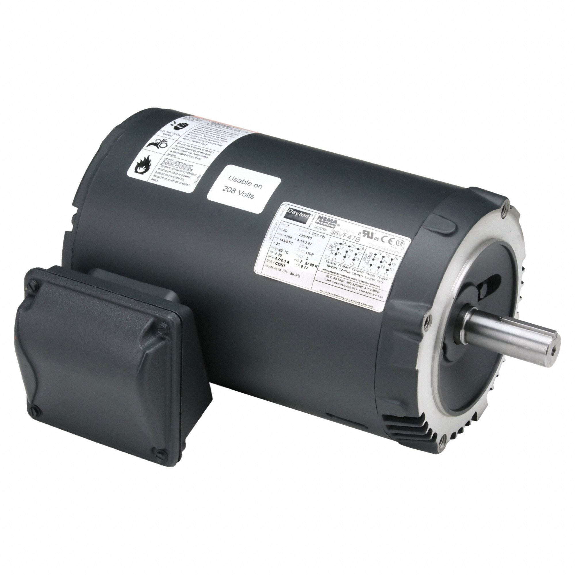 General Purpose Motor: Open Drip Proof, C-Face Mount, 1 1/2 HP, 1755 Nameplate RPM