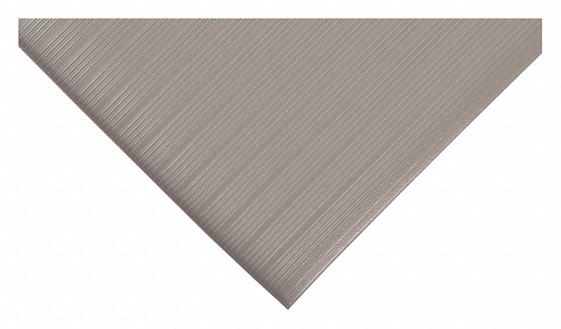 ANTIFATIGUE RUNNER, RIBBED, 3 X 60 FT, ⅜ IN THICK, GREY, PVC FOAM, BEVELED EDGE