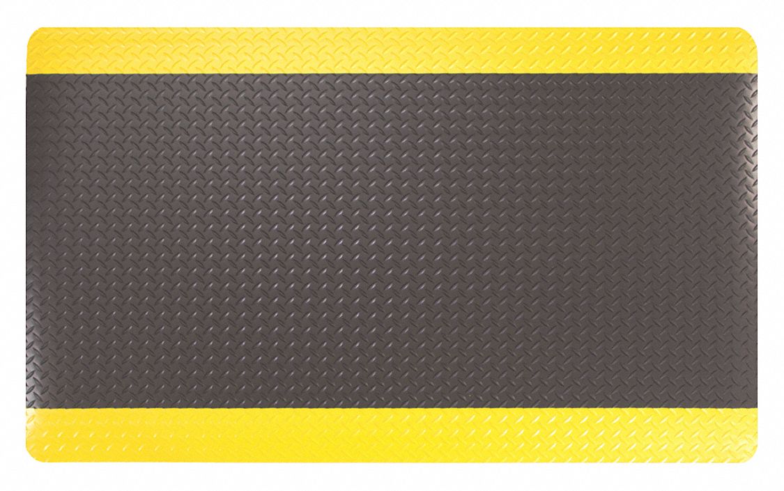 AntiFatigue Mat,9/16",Black/Yellow,3x 5 Grainger