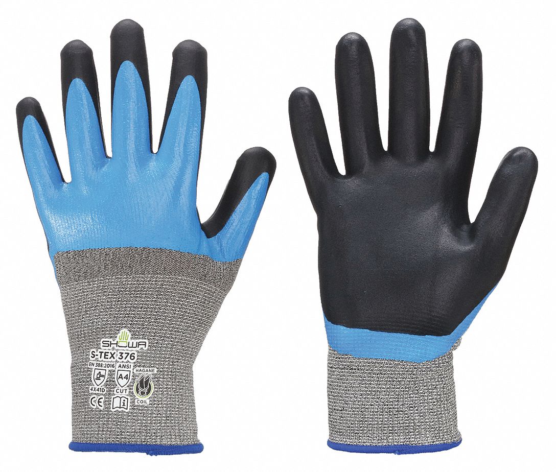 SHOWA S-TEX 300 Polyester Cut Resistant Gloves Rubber Coated Palm (A4)