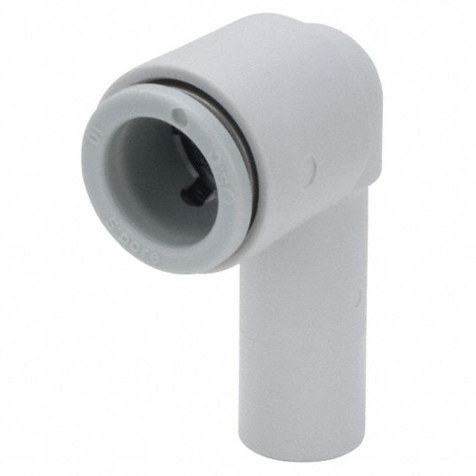 SMC 10mm Plastic Plug-In Elbow, 90 Degrees, White/Gray - 36W633|KQ2L10 ...