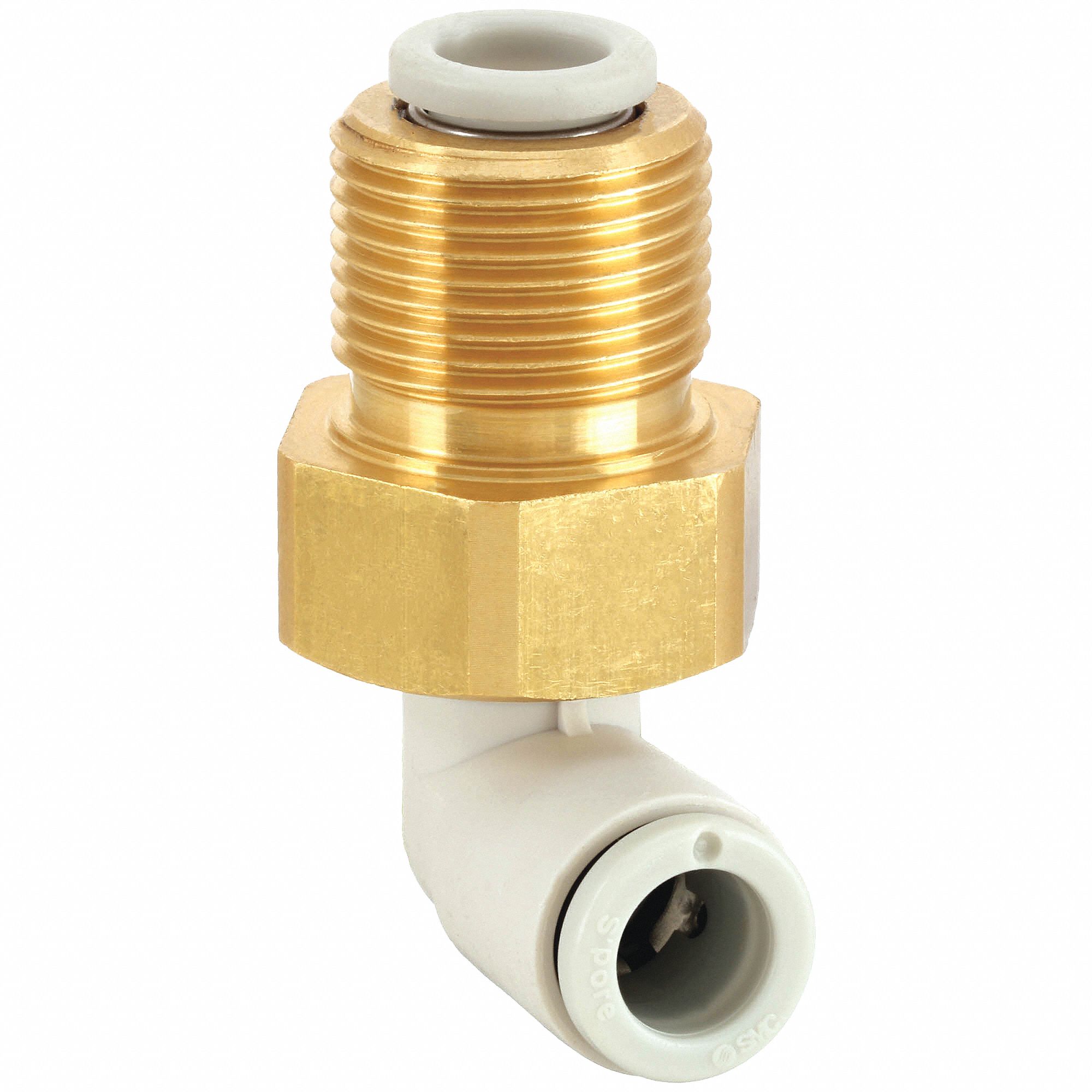 BULKHEAD UNION ELBOW: BRASS, PUSH-TO-CONNECT X PUSH-TO-CONNECT, FOR 6 MM X 6 MM TUBE OD