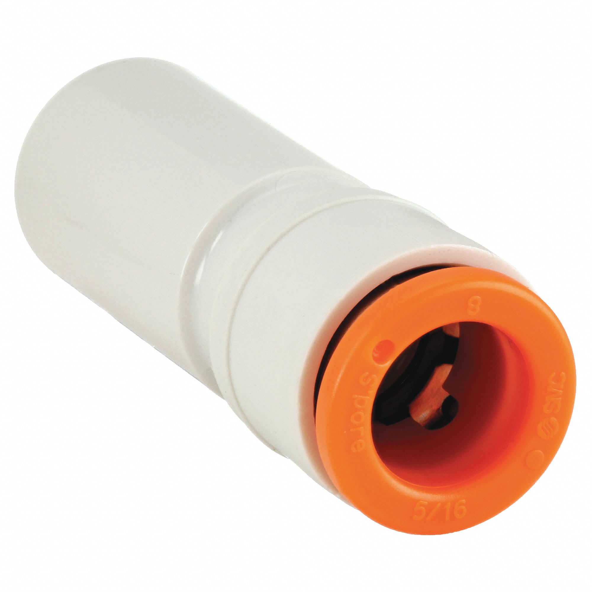 Push-Fit Adapter Fitting: 5/16 in OD x 1/2 in OD Size, Push-to-Connect x Push-to-Connect, Brass