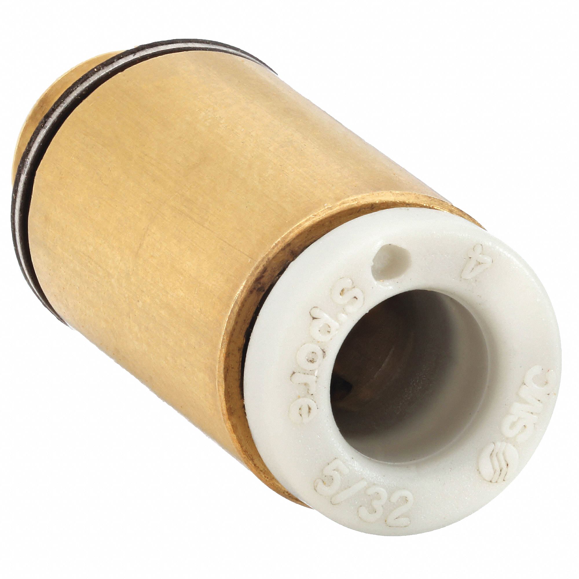 Push-Fit Adapter Fitting: 4 mm OD x 6 mm Pipe Size, Push-to-Connect x Metric, Brass, Brass