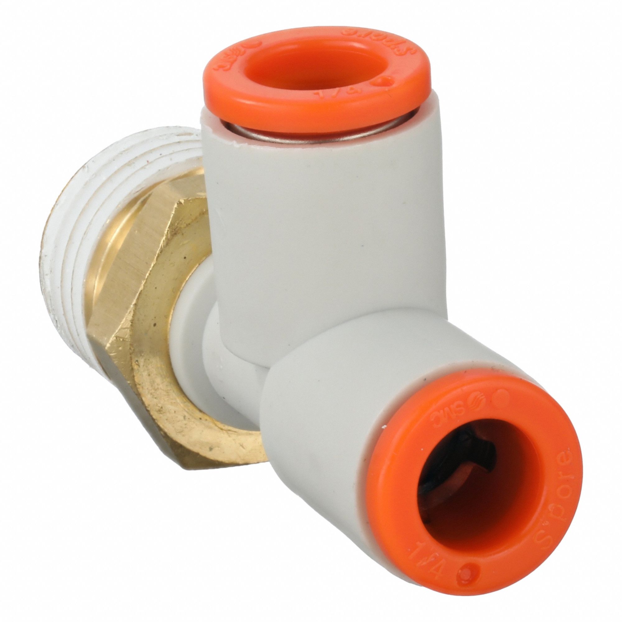 SMC, Tee, 1/4 in Pipe x 1/4 in OD x 1/4 in OD x 1/4 in Pipe Size, Push ...