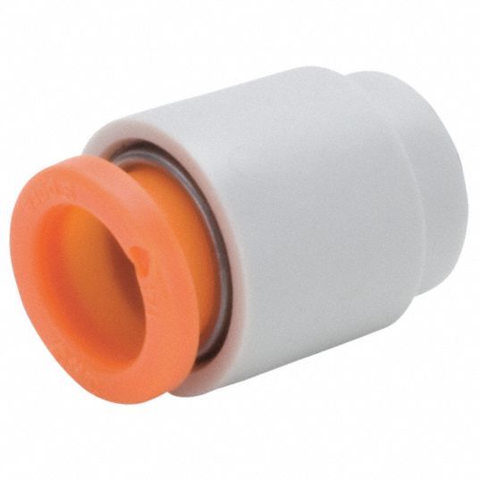 SMC 8mm Plastic Tube Cap, White/Gray 36W949KQ2C0800A Grainger
