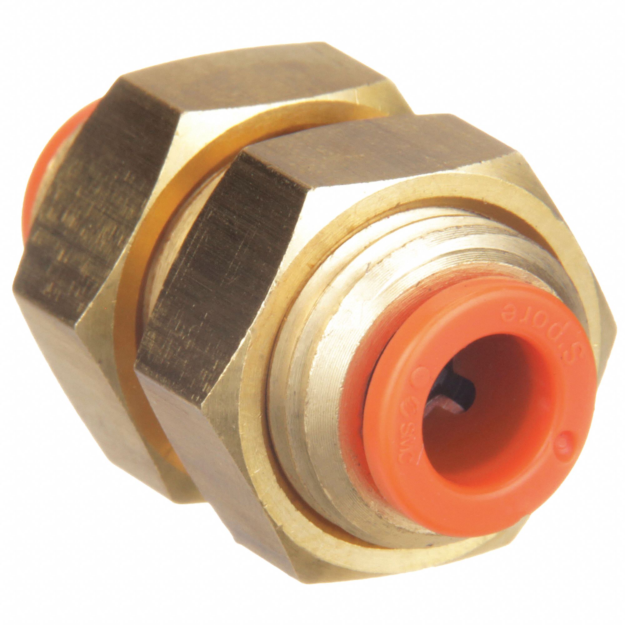 Brass, Push-to-Connect x Push-to-Connect, Bulkhead Union -  36W959