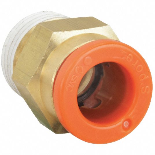 Male Adapter: Brass, Push-to-Connect x MNPT, For 1/4 in Tube OD, 1/4 in  Pipe Size