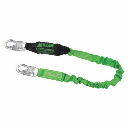 B-Safe Shock Absorbing Elasticised Lanyard with Snap Hooks - 1m